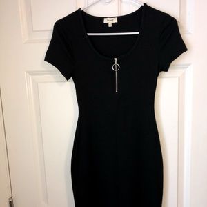 NEVER WORN Black Nightclub mini dress with silver zipper